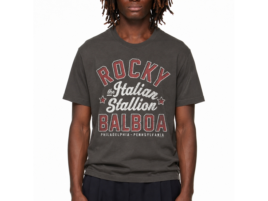 Rockinstone Rocky Movie The Italian Stallion Solid Smoke Adult T-shirt Size:s