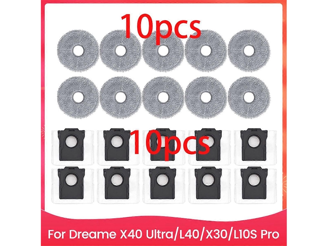 Para X40 Ultra/l40/x30/l10s Pro Ultra Heat Robot Vacuum Cleaner Acessórios Peças Sacos De Vácuo Saco De Pó Mop Pads Slowmoose