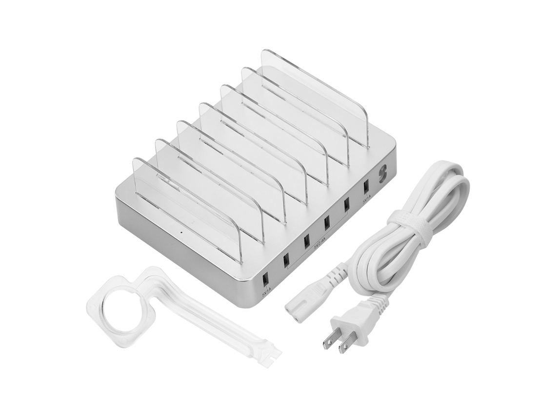 Carregador USB de 6 portas com suporte para relógio EOOCOO
