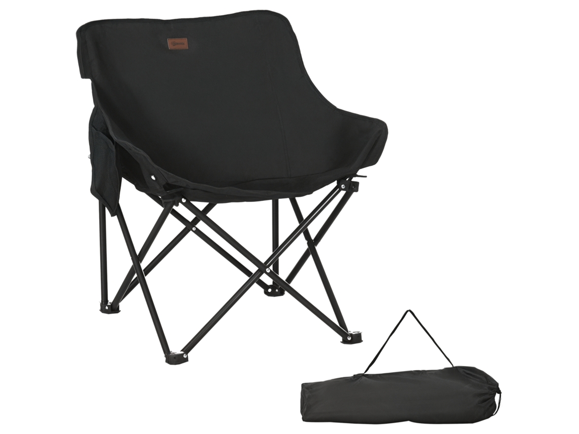 Cadeira de camping dobrável, com bolsa de transporte, ultraleve, preta | S/MARCA