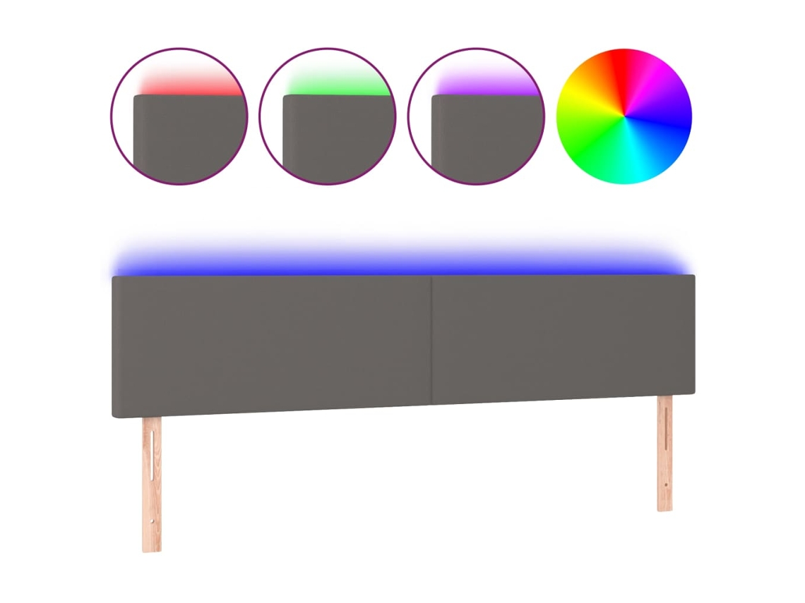 Led Headboard, Led Headboards Vidaxl Cinzeto Couro Artificial (180 X 5 X 78/88 Cm)