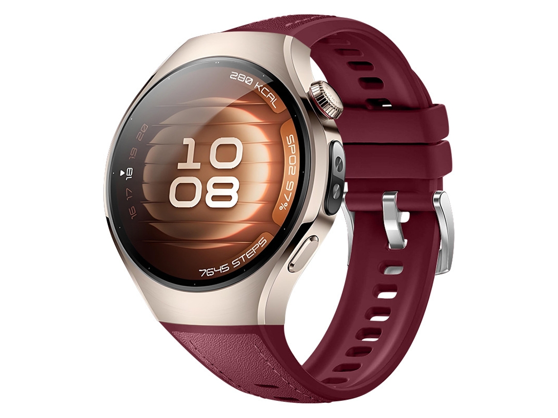 Pulseira de Couro e Silicone para Huawei Watch 5 42mm vermelho HEXINYIGJLY
