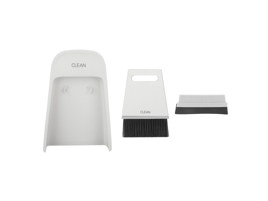 3 Peças Mini Escova De Limpeza Com Pala Para Salão De Unhas Escritório Set De Limpeza Branco