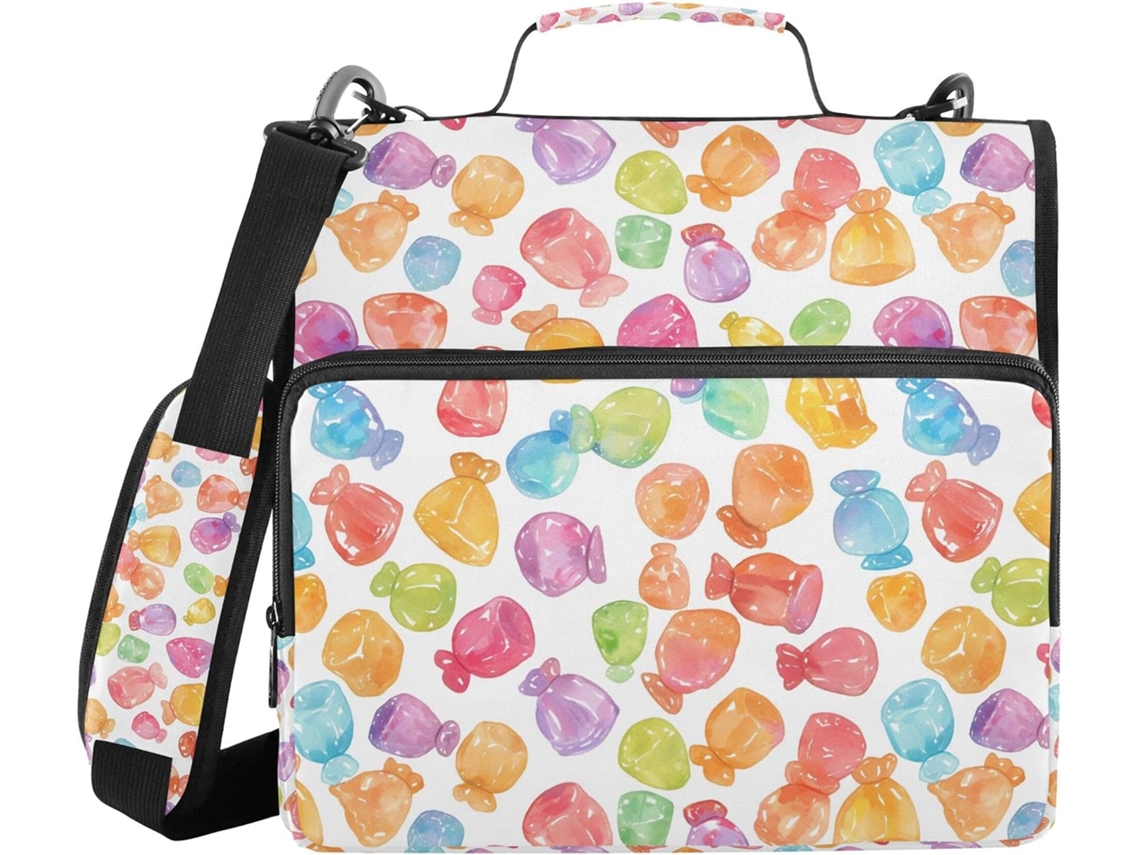 Pasta Colorida Em Formato De Balas Goma Com Zíper, Organizador E Alça, Vários Bolsos De 3, 8cm, 3 Estojos Lápis Em