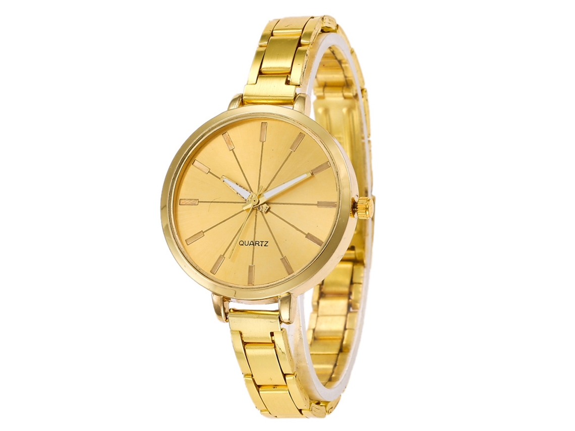 Reloj De Cuarzo De Moda Simple Para Hombres Y Mujeres Con Correa De Acero (oro)
