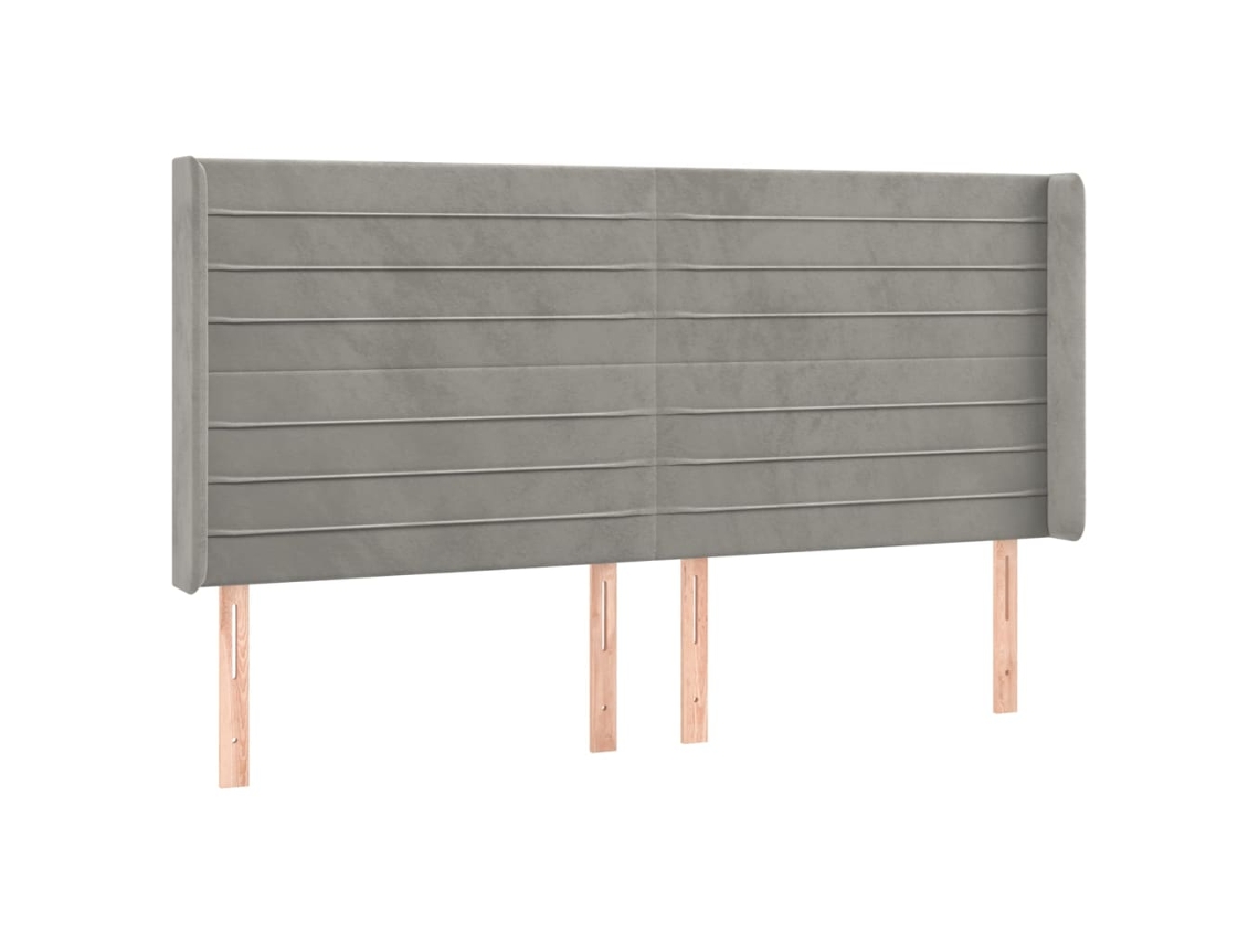 Cabeceira de Cama com Abas Veludo Cinzento Claro MAISON EXCLUSIVE (163x16x118 cm)
