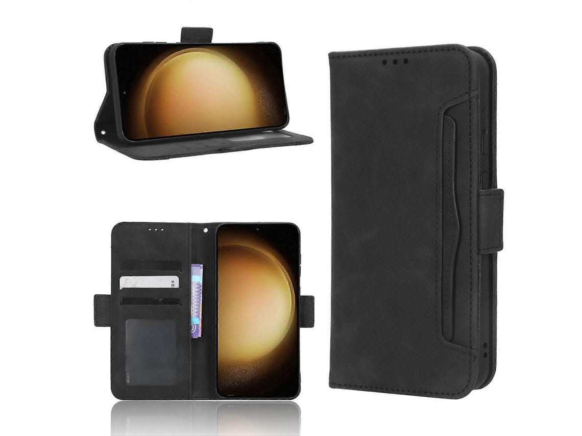 Capa De Couro Com Textura De Bezerro E Toque Suave Para Samsung Galaxy S23+ 5g, Com Compartimentos Para Cartões.