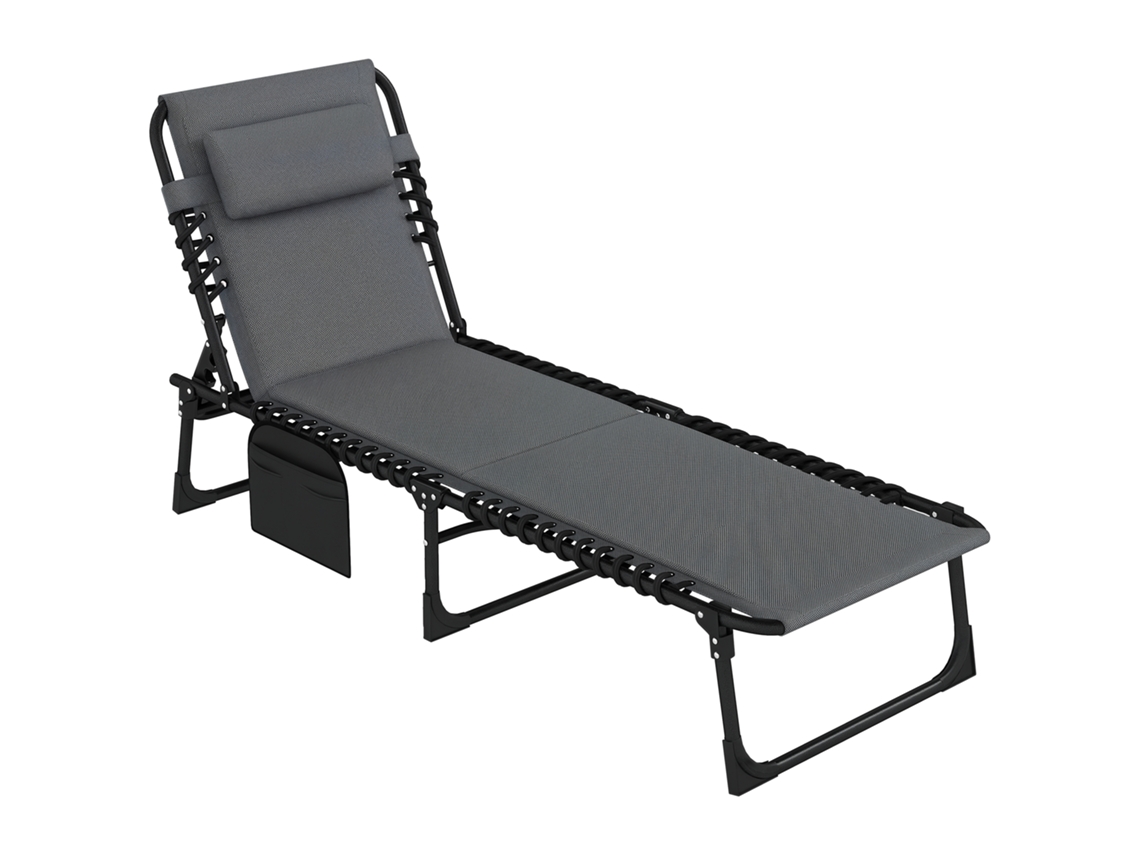 Espreguiçadeira com Almofada e Bolso Lateral BTFORUS, cinza