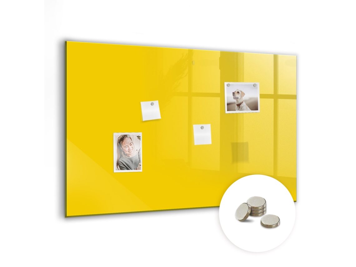 Quadro De Vidro Magnético Amarelo Claro Para A Sala De Estar Espelharte (90x60 Cm)