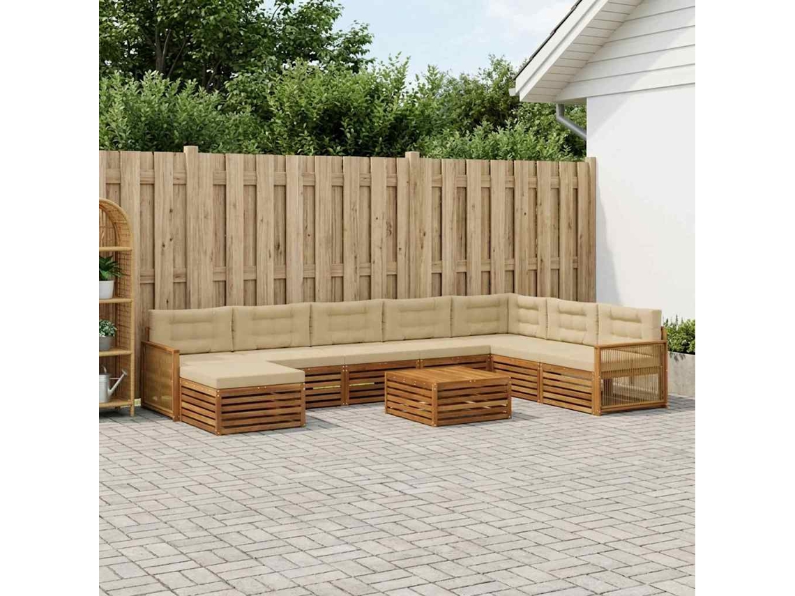 Vidaxl Conjunto De Sofás Para Exterior 9 Pcs Natural E Bege