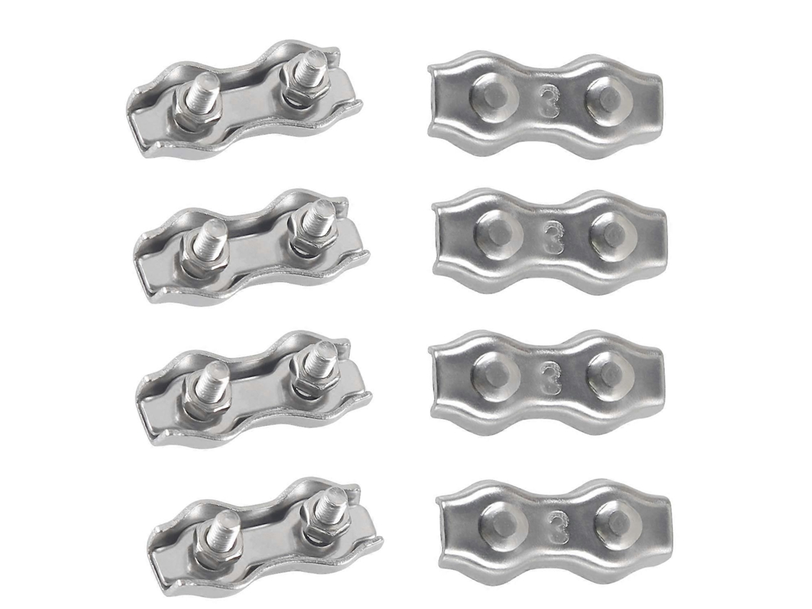 8 Peças de Abraçadeira de Cabeamento M3 em Aço Inoxidável 304 para Cordas Duplex Clip Clamp
