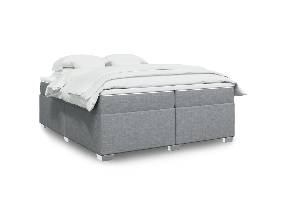 Vidaxl Cama Com Molas/colchão 200x200 Cm Tecido Cinza-claro