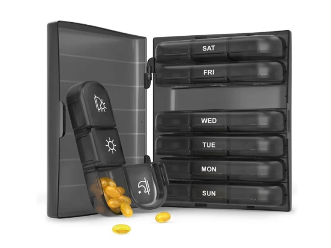 Caixa/armário De Medicamentos Prático Para Dosagem Semanal, Na Cor Preta. Aquaforge