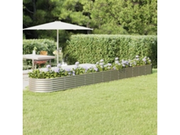 Vidaxl Canteiro Elevado Jardim 512x80x36cm Aço Galvanizado Prateado