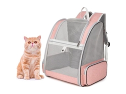 Mochila de Transporte para Cães e Gatos AQUAFORGE respirável, dobrável rosa