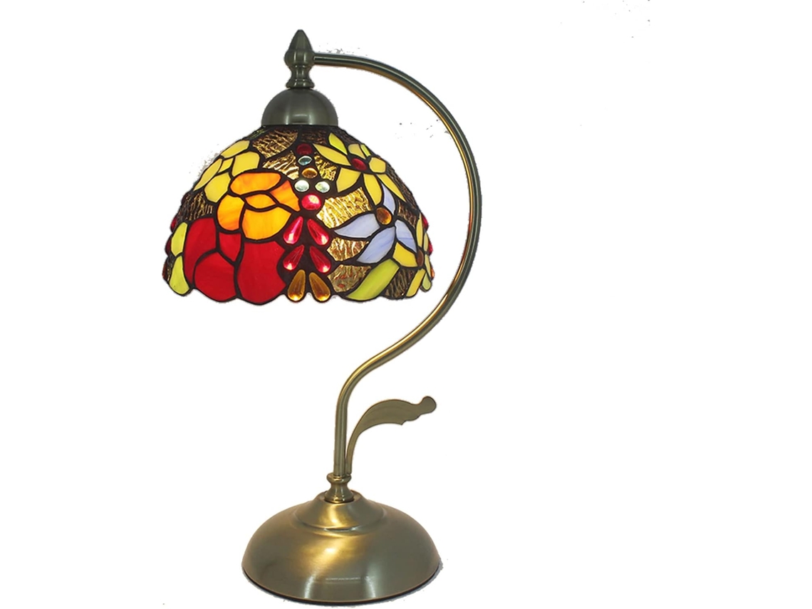 Abajur De Mesa Estilo Rosa, Abajur De Cabeceira Estilo Tiffany, Abajur Com Cúpula De Vitral Em Formato Flor, Luminária