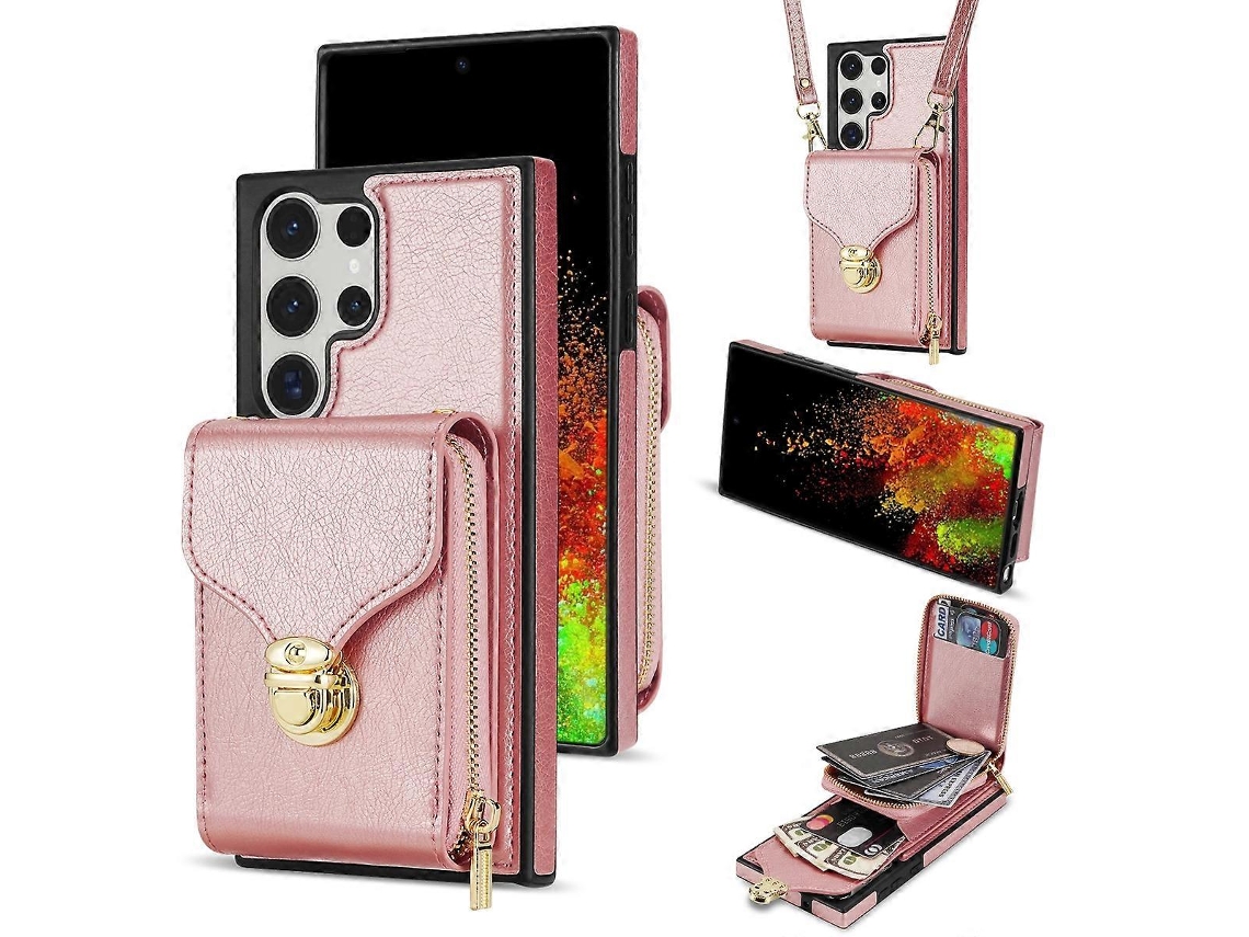 Capa Tipo Carteira Com Zíper E Cartão Para Samsung Galaxy S22 Ultra 5g