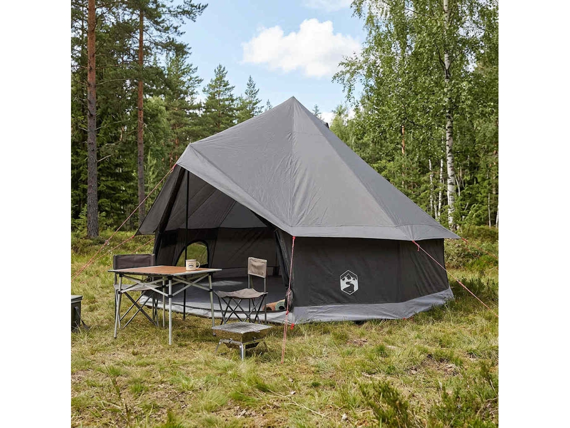 Vidaxl Barraca Tipi Marrom Cinza 400 X 400 X 250 Cm Poliéster E Aço