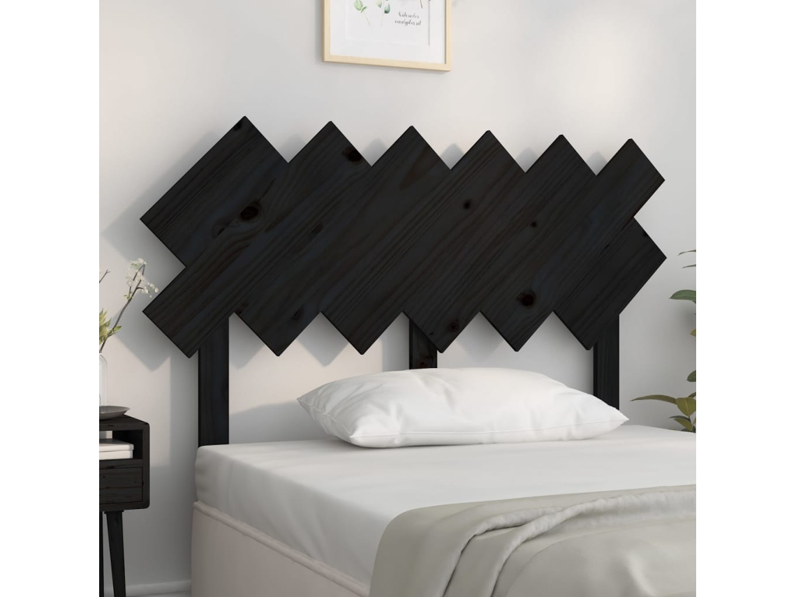 Bed Headboard, Bed Headboards Vidaxl Preto Madeira De Pinho (122.5 X 80.5 Cm)