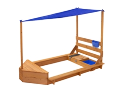 Caixa de Areia Infantil Ml design Desenho de Barco em Madeira Maciça, com Teto e Cozinha
