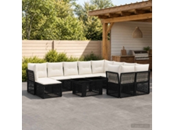 Vidaxl Conjunto De Sofá De Jardim 11 Unid. Preto Vime Pe