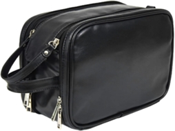 Necessaire Masculina Preta, Organizador de Viagem em Couro Sintético com Zíper Duplo, Grande Capacidade | S/MARCA