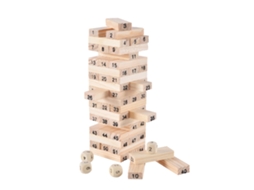 Mali jogo de Blocos de Madeira Timber Tower 54 Peças com 4 Dados para Aprendizagem Numérica e Pensamento Lógico