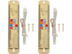 Conjunto Mezuzás Decorativas Elegante Ornamento Porta 2 Zinco Pergaminho Kosher Decoração Espiritual Parede GOKOCO