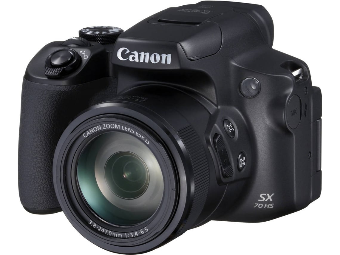 Máquina Fotográfica Compacta CANON SX70HS (Preto - 20.3 MP - ISO: 100 a 3200 - Zoom Ótico: 65x)