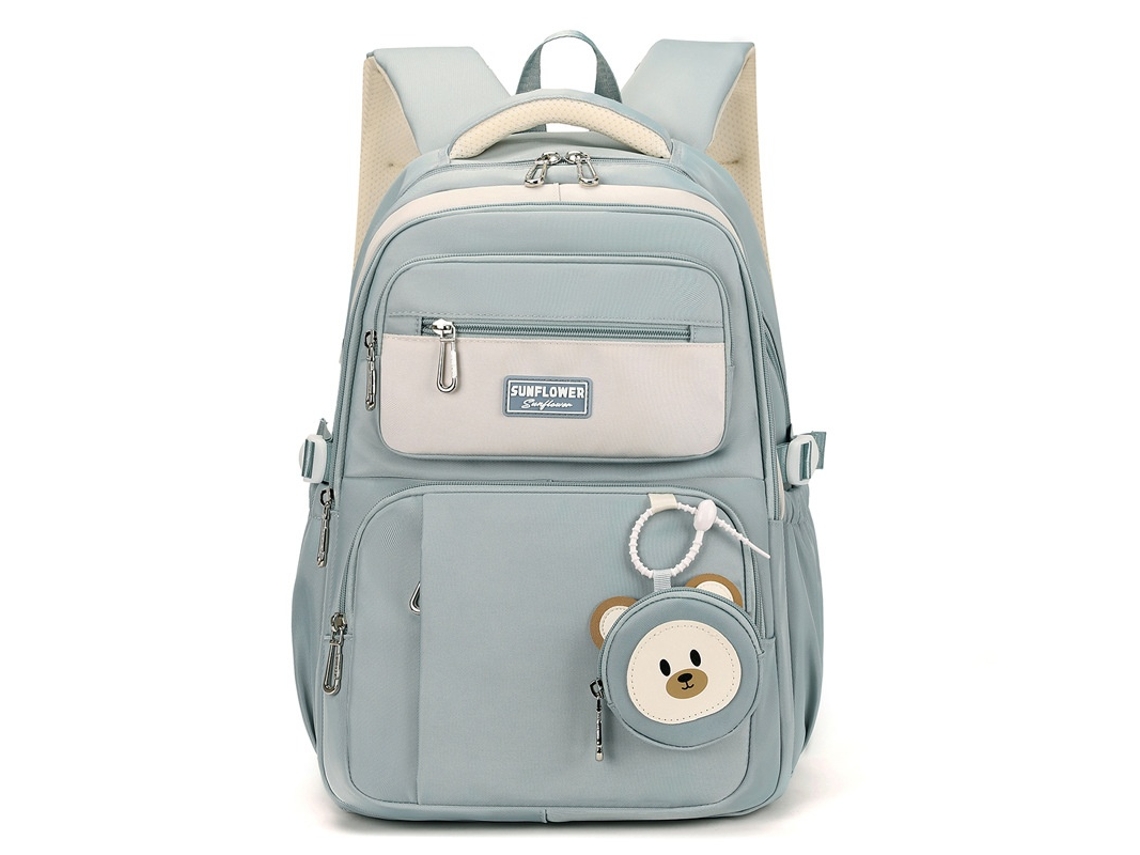 Mochila Escolar Impermeável Com Compartimento Para Computador Portátil 15 Polegadas, Grande Capacidade Azul Elysve