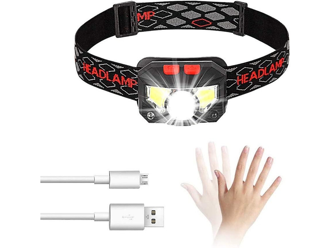 Lâmpada de Cabeça Led Luzes Usb Recarregáveis Luz de 300Lm 8 Modos Ipx4 À Prova D'Água Contínua 30 Horas Pesca Acampamento Preto YIZHOOD