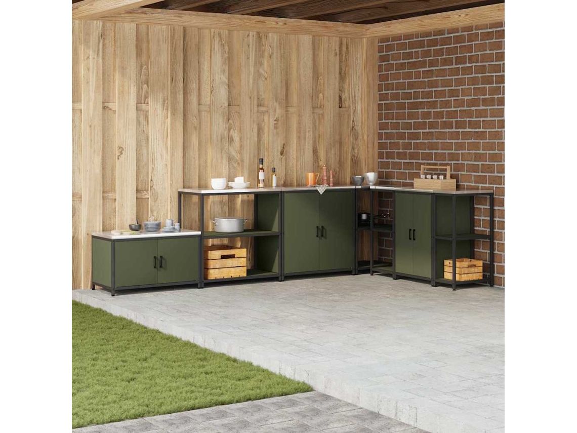 Vidaxl Estante De Cozinha Hattem Verde-azeitona 90 X 50 X 92 Cm Aço