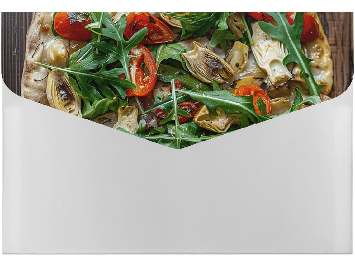 Pasta De Arquivo Em Formato Pizza Com Gotas Pimentão Vermelho, Tamanho A4, Pasta Portátil De Plástico Com 6-bolsos
