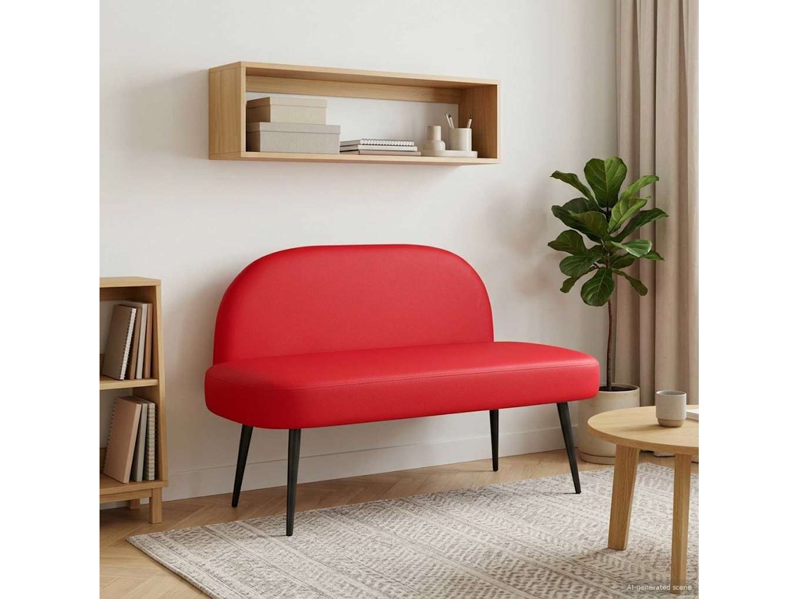 Vidaxl Banco Estofado Com Encosto Vermelho 110 X 60 X 76 Cm