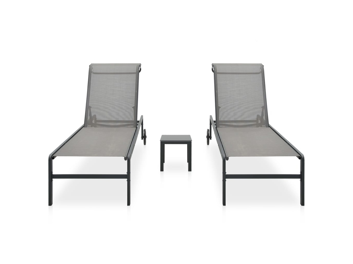 Maison Exclusive - Espreguiçadeiras Com Mesa 2 Pcs Textilene E Aço