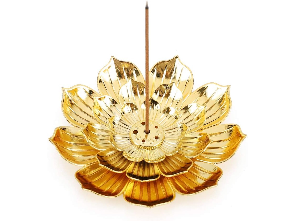 Suporte de Incenso Queimador de Incenso de Bastão de Lótus Suporte de Incenso para Incenso de Bastão/Bobina/Cone com Coletor de Cinzas