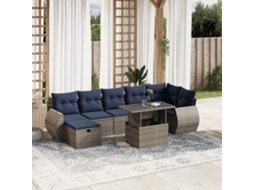Vidaxl Conjunto De Sofá De Jardim Com 8 Peças E Almofadas Em Rattan Sintético Cinza