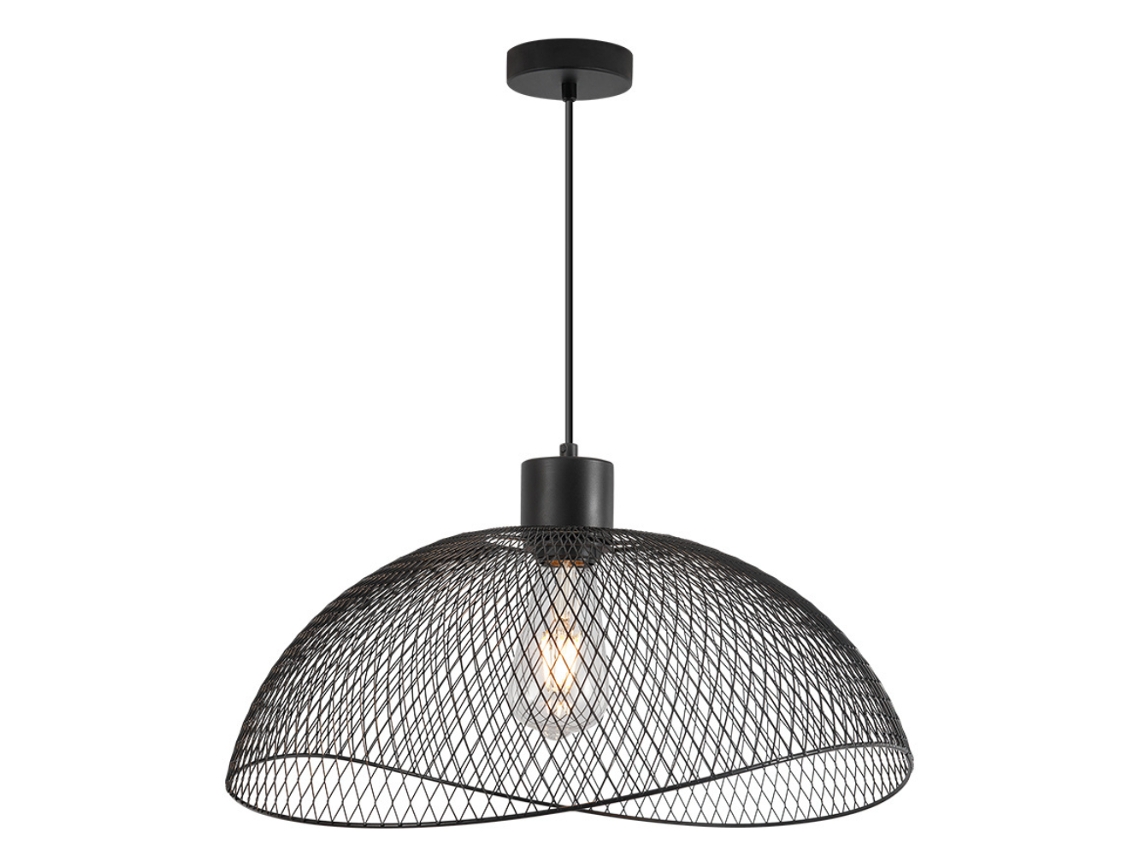 Suspensão decorativa em metal preto com grade E27 Diâmetro 450mm
