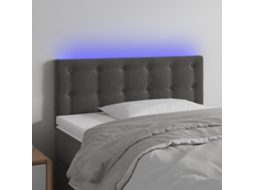 Vidaxl Cabeceira De Cama C/ Luzes Led Tecido 90x5x78/88cm Cinza-escuro