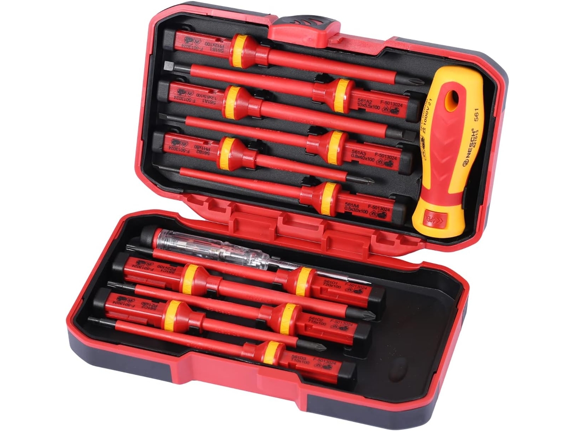 Conjunto De 13 Chaves De Fenda Isoladas Com Alta Tensão E Chave De Fenda Phillips Magnética. Aquaforge