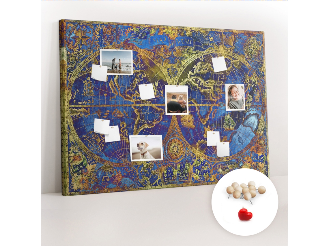 Painel De Cortiça Para Parede Mapa De Atlas Para O Escritório Espelharte (140x100 Cm)
