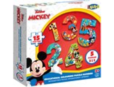5 Puzzles 2 em 1 Aprender a Colorir 15 Peças Mickey Mouse Funhouse LUNA ART & FANTASY