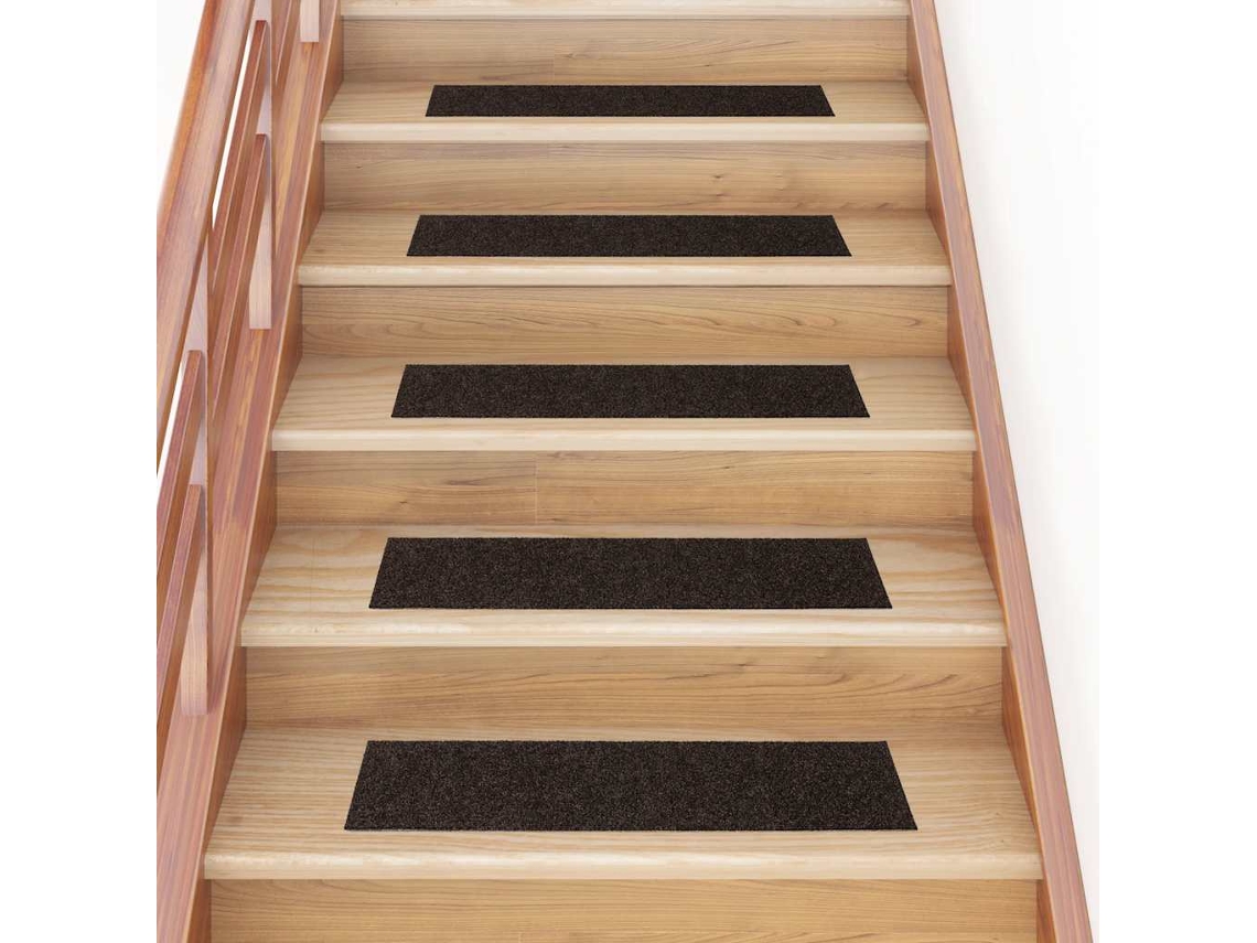 Vidaxl Tapetes De Escada Autoadesivos 30 Peças 76x20 Cm Marrom Escuro Retangular