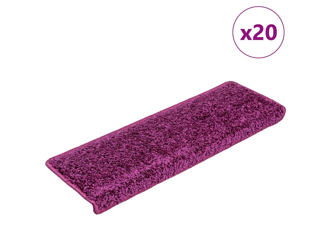 Vidaxl Tapetes De Escada 20 Peças 65x21x4 Cm Roxo Com Borda Retangular