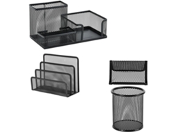 Conjunto de Armazenamento Multifuncional Amosfun 4 Peças em Ferro Preto Organizador para Artigos Papelaria,