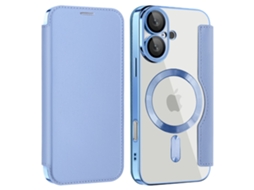 Casa Em Tpu Pele Pu Bloqueio Rfid, Compatível Com Magsafe Com Suporte E Porta-cartões Para Apple Iphone 16 Plus - Azul