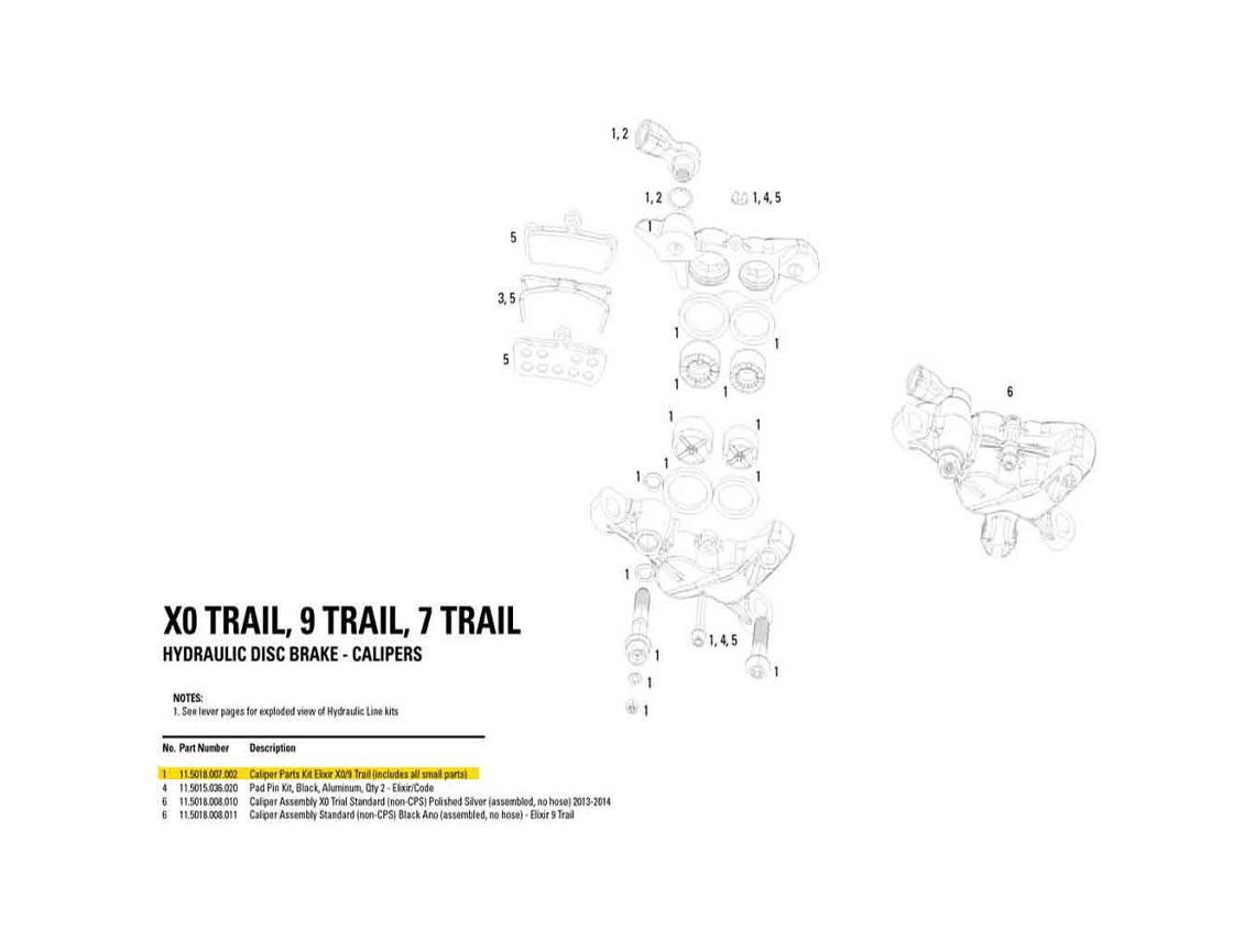 Avid Caliper Parts Kit Elixir X0/9 Trail