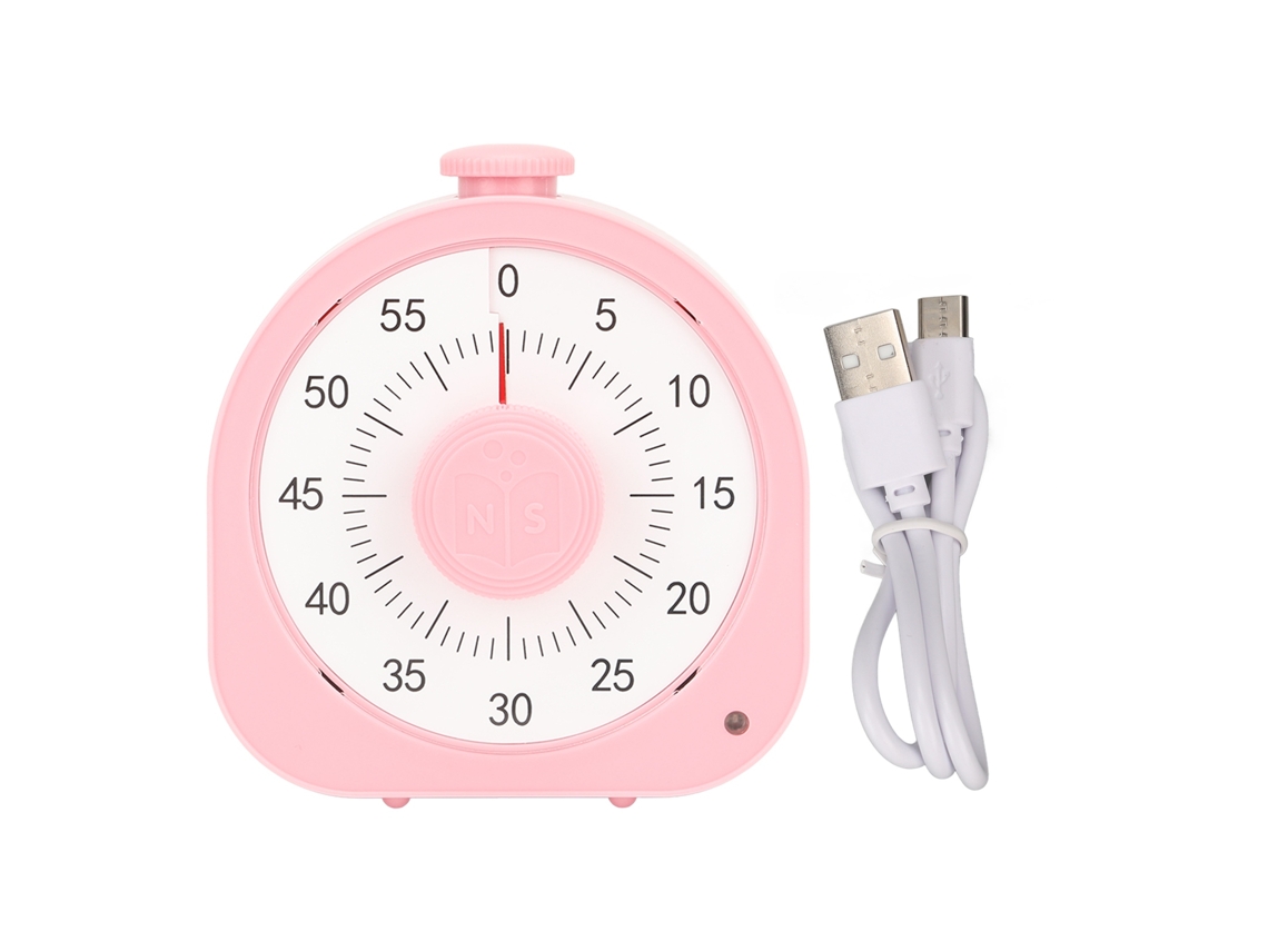 Cronômetro visual de 60 minutos para crianças e adultos, com modos de lembrete, para aulas, casa e trabalho, na cor rosa.
