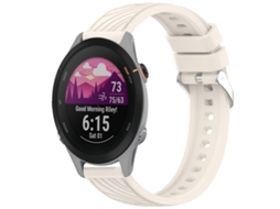 Bracelete Para Garmin Forerunner 255s (18mm) - Silicone - Textura Listrada - Fivela De Aço Prate Starlight