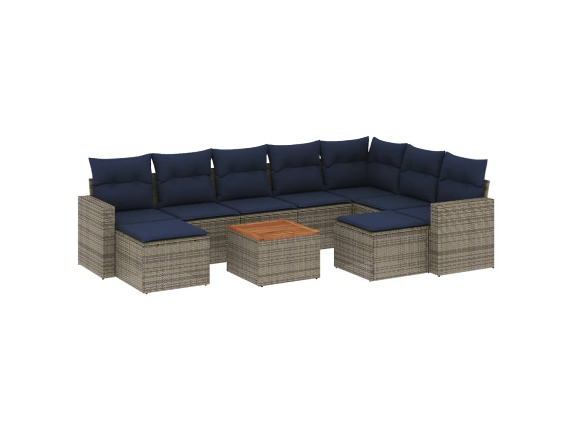 Conjunto de Sofá de Jardim, 10 Peças, Almofadas, Rattan Cinza MAISON EXCLUSIVE
